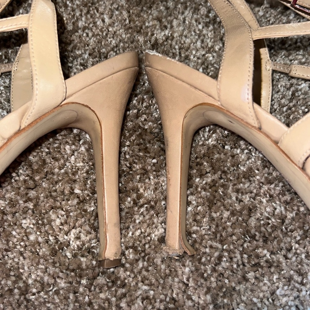 Sam Edelman nude tan leather strappy high heel sandals 4.5” heel height size 8.5 - Picture 6 of 12